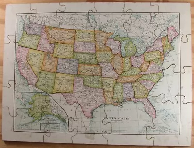 Vintage 1959 J. W. Clement Co. Northrup Div. Puzzle Map Of U.S. Heavy Cardboard • $11.99