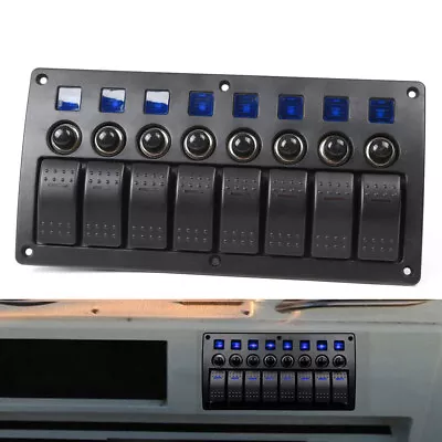 $42.75 • Buy 8-Gang LED Rocker Switch Panel Waterproof Circuit Breaker For Marine Boat Car RV