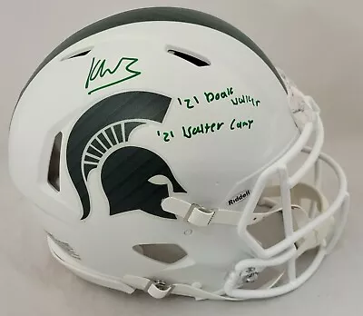 Kenneth Walker Iii Signed Michigan State Spartans White Authentic Awards Helmet • $599.99