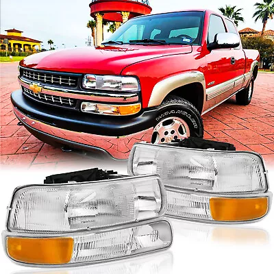 For 99-02 Chevy Silverado 1500 2500 HD 3500 Headlight+Bumper Signal Lamp • $60.99