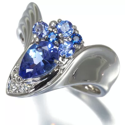 Auth YAMAMOTO MARI Ring Tanzanite Sapphire Diamond US9.25-9.5 Pt900 • £815.91