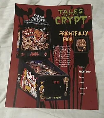 $18 • Buy Data East Tales From The Crypt Pinball FLYER Horror Zombie NOS 1993 NICE!!