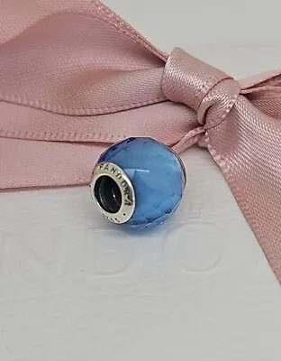 Authentic Pandora Murano Glass Blue Petite Facets Charm Bead 791499 • $39