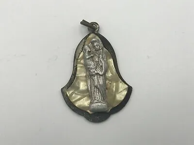 Vintage Antique Mary Jesus Mother Of Pearl Medal 1-1/8  X 1-1/2  C1 • $16.10