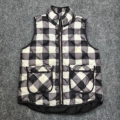 Woolrich Puffer Vest Mens Large Black White Check Duck Down Full Zip Pockets • $28.47