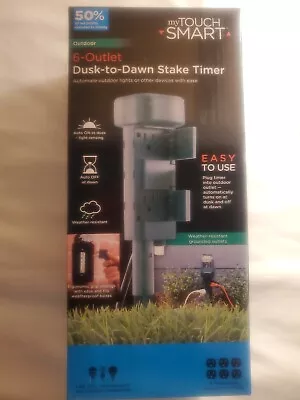 My Touch Smart Stake Timer Dusk To Dawn 6 Outlet Weather Resistant Outdoor.  • $25