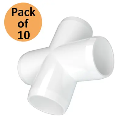 PVC FORTS 1/2 Inch 4 Way Cross PVC Fitting Connector White (Pack Of 10) • $14.99