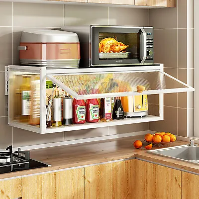 25kg Storage Cabinet Wall-Mount W/Flip-up Glass Door For Home Kitchen Cupboard • $75.99