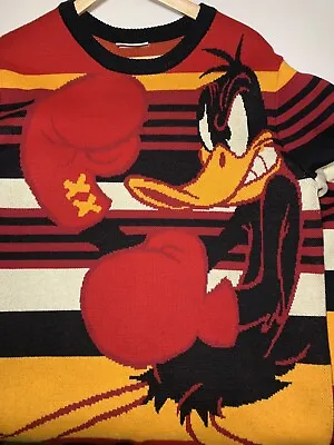 Warner Bros.Sweaters.Looney Tunes.Daffy Duck Boxer Striped Sweater. Size L • $99.99