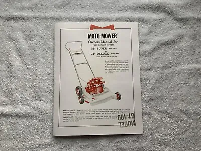 Vtg Moto-Mower Push Rotary Mower Owners Manual 18” Super 20” Deluxe Reprint • $5