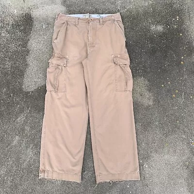 American Eagle Pants Mens 32x32 Khaki Wide Leg Cargo Baggy Y2K Utility Tag 32x32 • $28