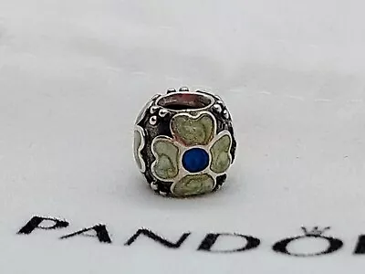$25 • Buy PANDORA STERLING SILVER GREEN & BLUE ENAMEL DAISY CHARM   Stamp 925 ALE  #790433