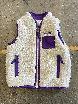 $44.99 • Buy Patagonia Retro-X Deep Pile Fleece Purple Cream Sherpa Vest Youth 18m Baby