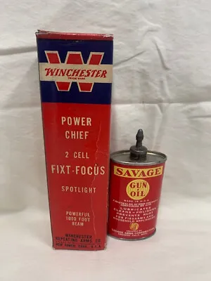 Vintage Winchester Flashlight Silver Power Chief 2Cell No.X4410 Savage Gun Oil • $179