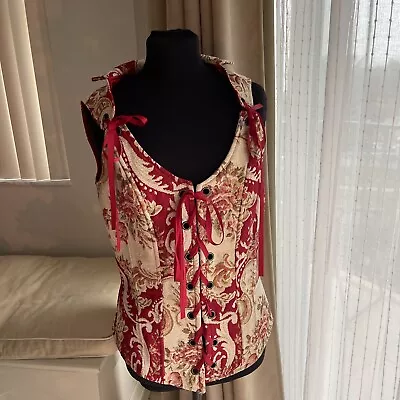 VON LANCELOT BONED CORSET WAISTCOAT LACED TAPESTRY BROCADE Sz 14 • $79