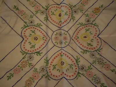 Vintage Lot Of 2 Embroidery Hearts And Flowers Star Quilt Blocks 18 X 18 • $10