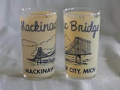 Set Of 2 Federal Glass MACKINAC BRIDGE 8oz Drink Tumblers • $12.80