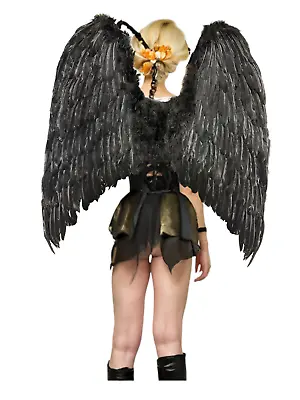 Large Black Feather Halloween Fairy Angel Wings Halloween Costume Party Halo Men • $36.99