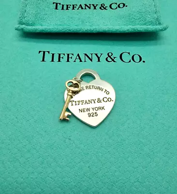 £227.99 • Buy Return To Tiffany & Co. Silver Heart And RUBEDO Key Tag Charm Pendant ONLY