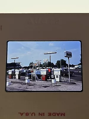 Vintage Line Of Gas Station Signs Photo Slide • $9.99