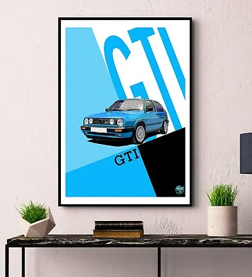 VW Golf GTI Mk2 Print - Volkswagen Wall Art Artwork Poster Gift Car Classic Auto • $27.48