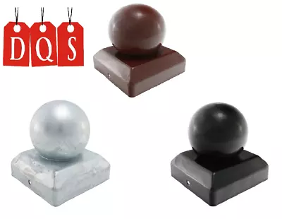 METAL BALL FENCE POST CAPS |  Oxide Red-Zinc Dip Galvanised-Epoxy Black- 2/3/4   • £6.81