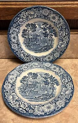2 VTG Staffordshire Liberty Blue Ironstone Monticello Bread Plates 6 INCH • $3.99