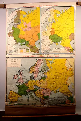 Vtg 1961 Large Denoyer-Geppert Pull Down School Map / Russia & Europe 43  X 60  • $299.99