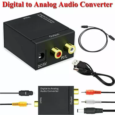 Digital Optical Coaxial To Analog RCA L/R Audio Converter Adapter W/ Fiber Cable • $6.57