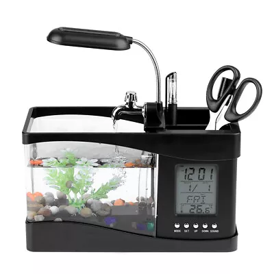 Multifunctional USB Rechargeable Mini Fish Tank Aquarium W/Clock Function LED DC • $36.83