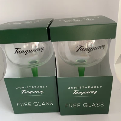 £9.99 • Buy 2 X Tanqueray Promotional Gin Glasses Goblet Balloon Large Green Stem 