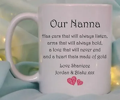 Personalised Nanna Gift Love Poem Mug Mum Mothers Day Gift Birthday Keepsake • £10.95