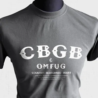 CBGB Retro T Shirt OMFUG New York Club Vintage Punk Rock Blondie Cool Charcoal • £13.99