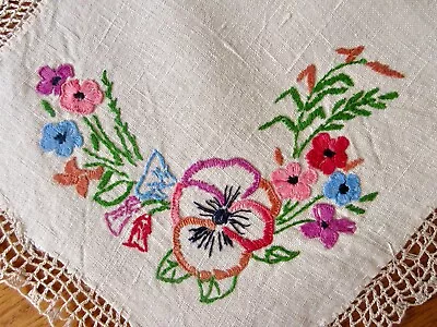 Large Vintage Hand Embroidered/Crochet DOILEY 'Never Used' • $1.94