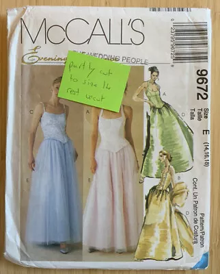 McCall’s 9672 Sewing Pattern Evening Corset & Skirt Size 14-18 Cut To 14 • £8.99