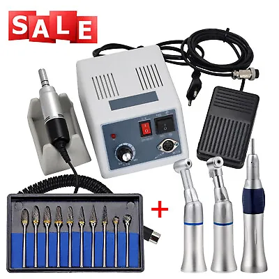 Dental Lab Marathon Micromotor N3 Straight/ Contra Angle Handpiece/10 Drill Burs • $16.99