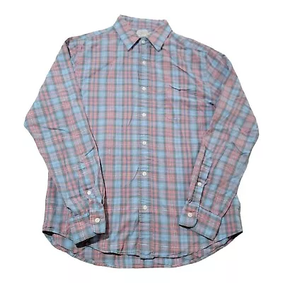 FAHERTY Organic Cotton Blue Plaid Button Shirt Flannel Mens Size Medium • $29.95