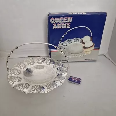 Queen Anne Silver Plated Tableware 9 Inch Cake Basket And Boxed • £15.95