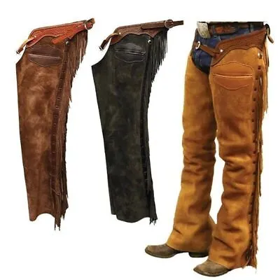Men Native American Suede Leather Pant Rodeo Mountain Western Cowboy Chap • $51.99