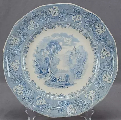 Antique Charles Meigh Blue Tivoli Pattern 10 5/8 Inch Plate Circa 1835-1849 • $50