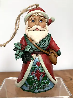 JIM SHORE Winter Wonderland Santa Holding Holly Father Christmas Tree Ornament • £14.95