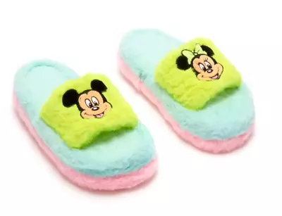 Disney Park Fluffy Slides Slippers Mickey & Minnie Mouse Adult Size 7/8 NEW • £19.24