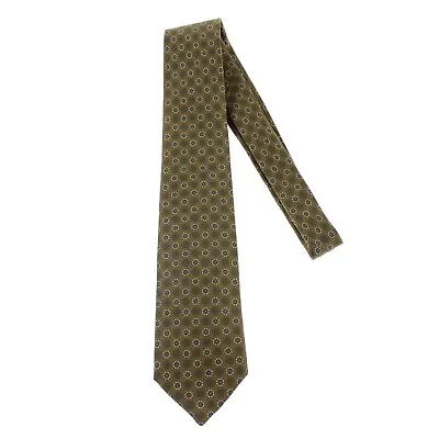 E. Marinella NWOT 100% Silk Tie In Green With Olive/Cream/Blue Floral Pattern • $119.99