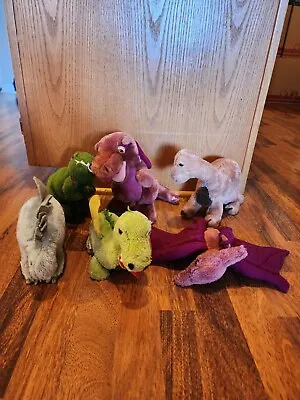 Vintage Dakin Dinosaur Plush Mini 5  1986 Beige Brown Grey Wool Pile Lot Of 6 • $30