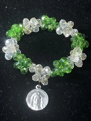 HOLY FACE OF JESUS Beaded Bracelet (Green & White) - **Veronica's Veil** • $7.99