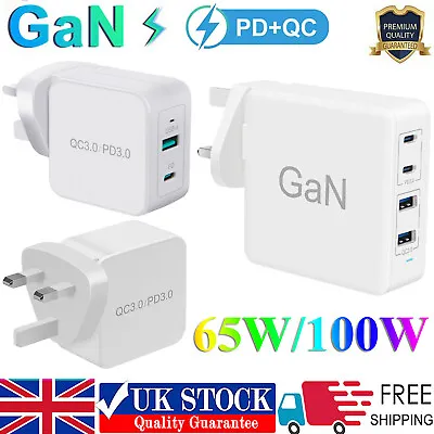 GaN USB C Fast Wall Charger PD QC3.0 Adapter For MacBook Pro IPhone IPad Samsung • £16.99