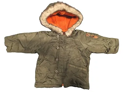 Baby Gap Toddler Size 12-18 Months Max Parka Jacket Boy Army Green Cold Control  • $29.86