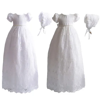 £28.99 • Buy Tradition Baby Long White Ivory Lace Christening Gown Bonnet 0-3 3-6 6-9 Months
