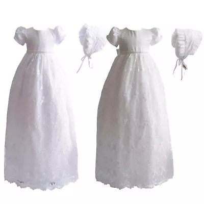 £28.99 • Buy Tradition Baby Long White Ivory Lace Christening Gown Bonnet 0-3 3-6 6-9 Months