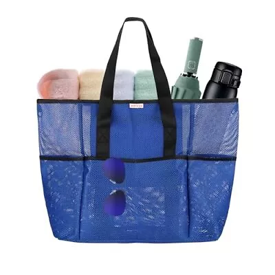 Mesh Beach Bag Large Beach Tote Bag Grocery & Picnic Tote Travel Bags • $15.80